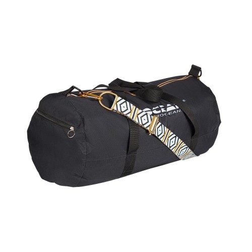 Weekend tas - Zwart/Paarse strepen medium tas