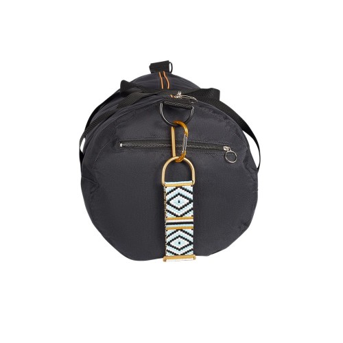 Weekend tas - Zwart/Paarse strepen medium tas