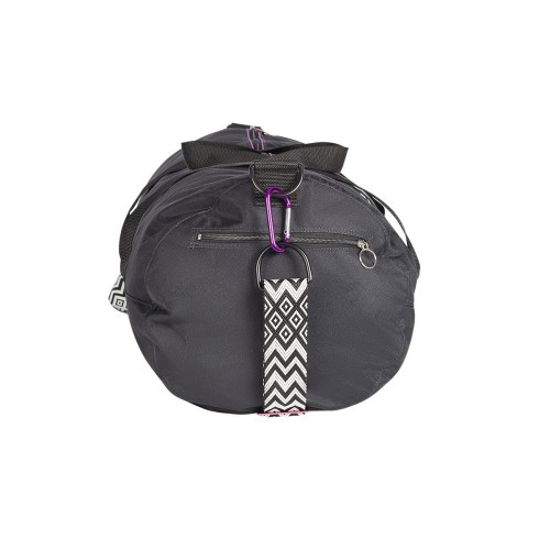 Weekend tas - Zwart/Paarse gestreepte medium tas