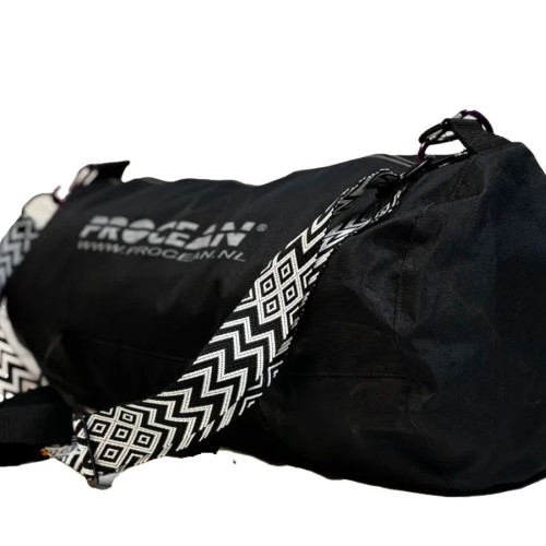 Weekend tas - Zwart/grijze strepen Medium 